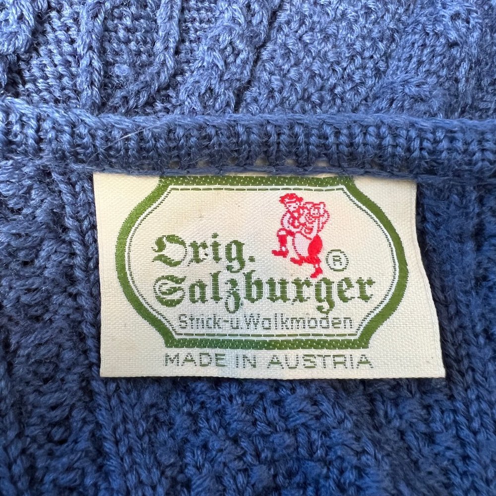 Vintage Austrian Cable Knit Wool Oversized Cardigan Sweater Nordic Scandinavian - Picture 6 of 9